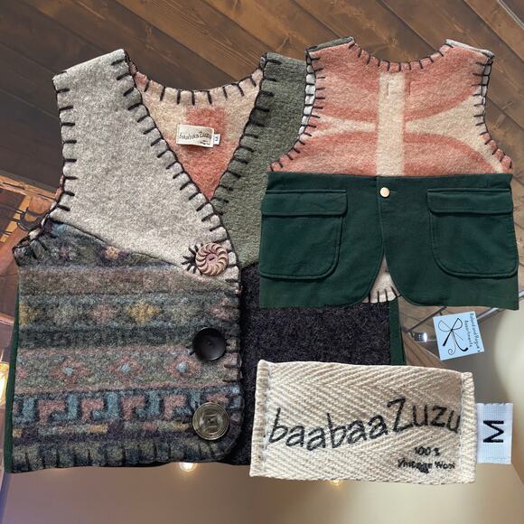 Baabaazuzu Jackets & Blazers - Baabaazuzu one-of-a-kind boiled 100% Wool Vest Sz M